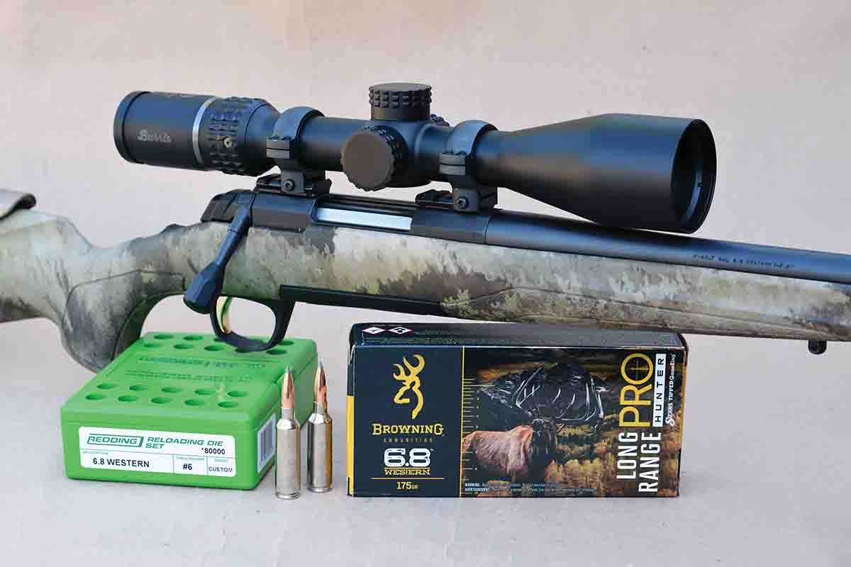 The Browning X-Bolt Western Hunter rifle with a Burris Veracity riflescope, Browning ammunition and Redding dies.
